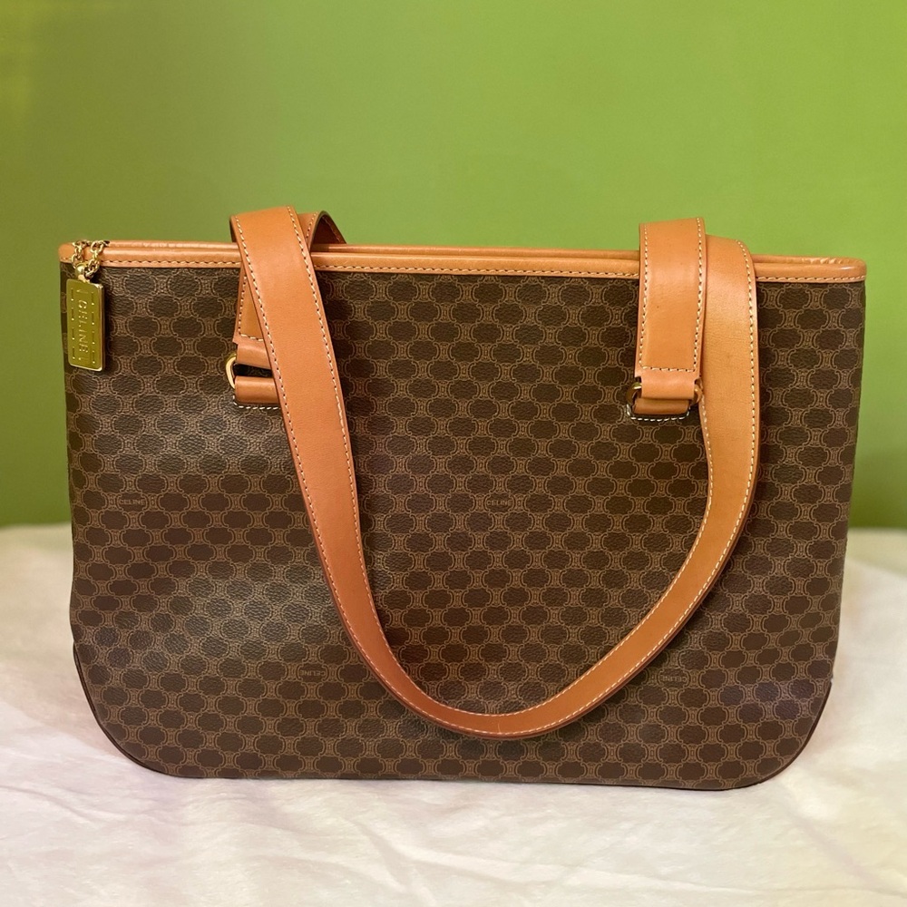 Celine Brown Macadam PVC/ Leather Tote Bag 🤎